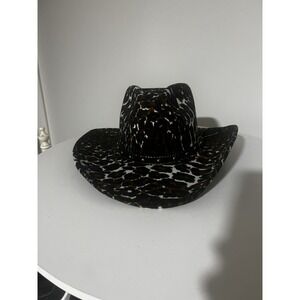 Vintage Western Express Animal Print Buckle Studded Cowboy Gambler Hat 7-1/4